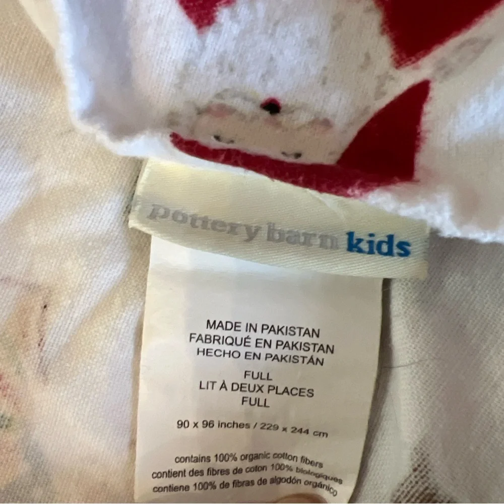 Pottery Barn Kids Flannel Heritage Santas FULL Flat Sheet 2 Pillowcases ONLY